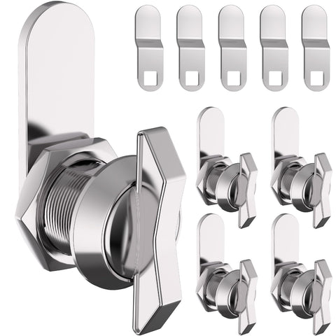 WELLUCK 5/8-inch thumb-operated cam lock front view for secure cabinets.