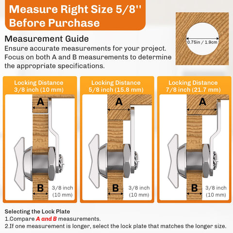 WELLUCK 5/8-inch thumb-operated cam lock side view for versatile installation.
