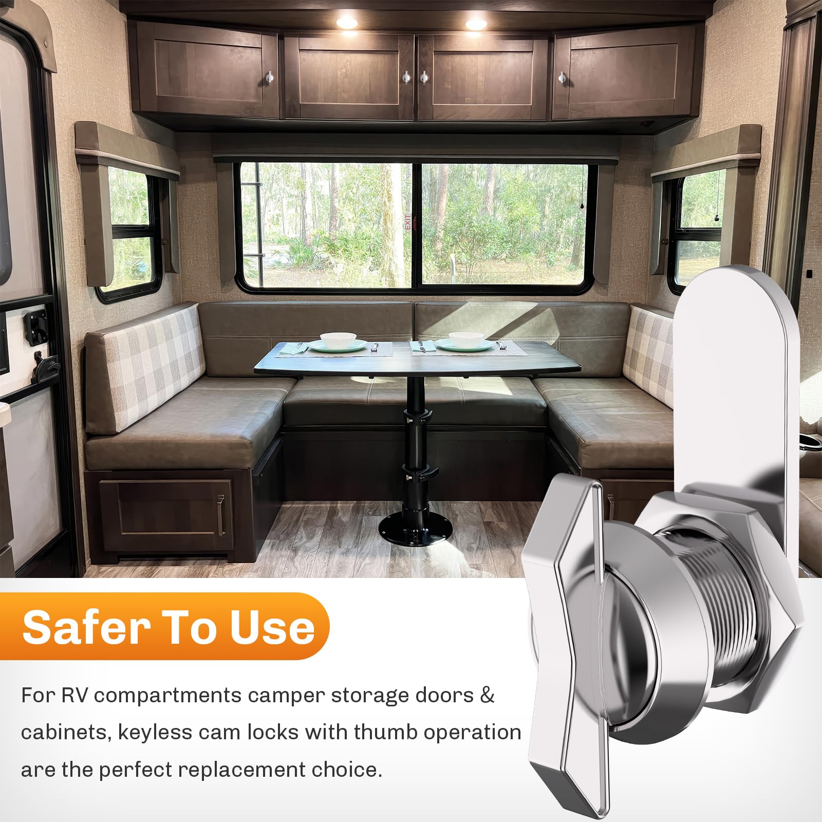 WELLUCK thumb-operated cam lock used with 90-degree turn for quick access.