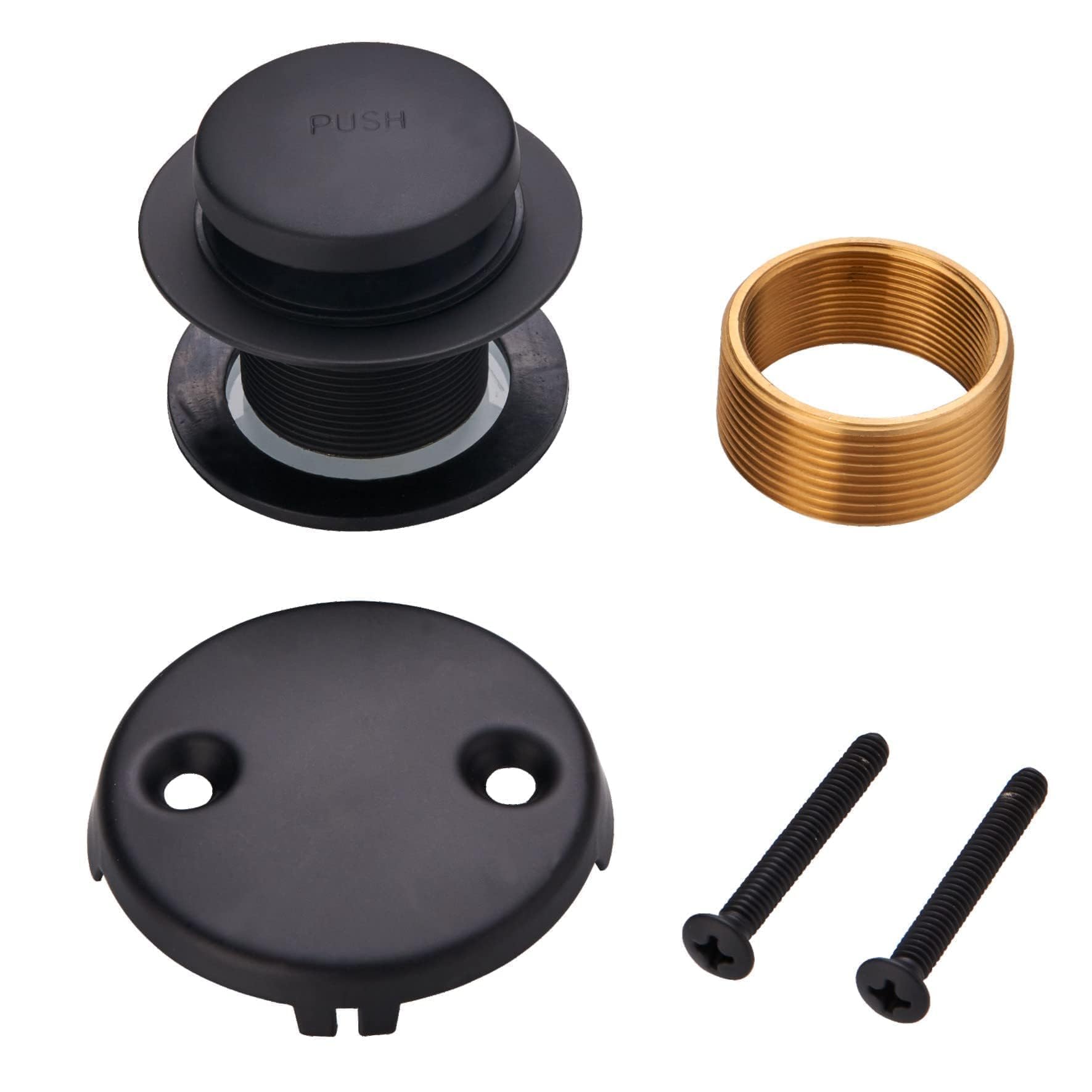 WELLUP Black tub drain tiptoe assembly shows durable brass construction for reliable bathroom performance.