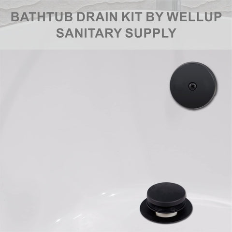 Wellup tub drain matte black faceplate overflow demonstrates a clean universal fit.