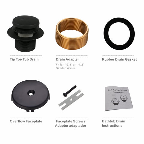 Wellup tub drain matte black finish adds modern style to baths.