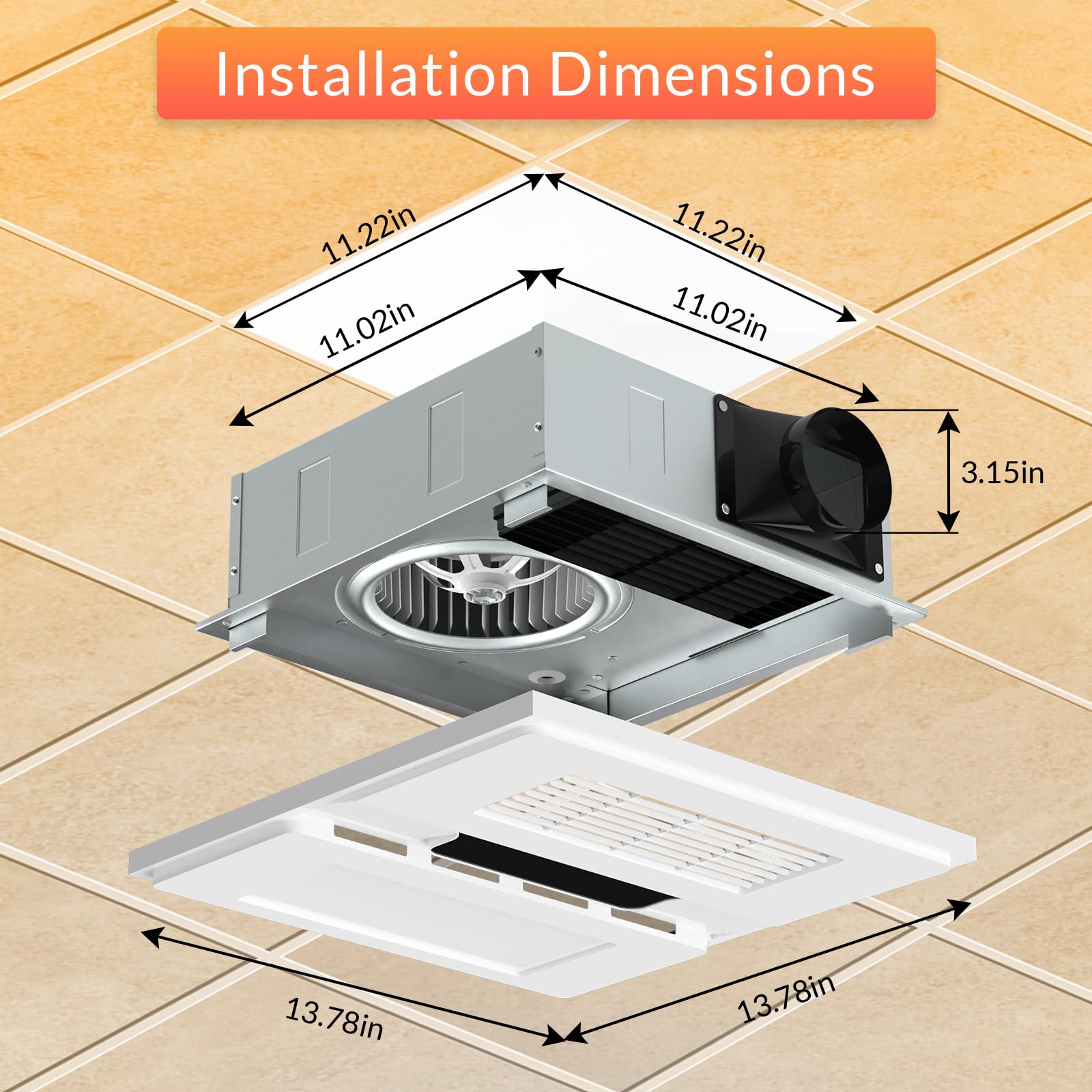 Welnek 110 CFM ventilation reduces humidity and mirror fogging