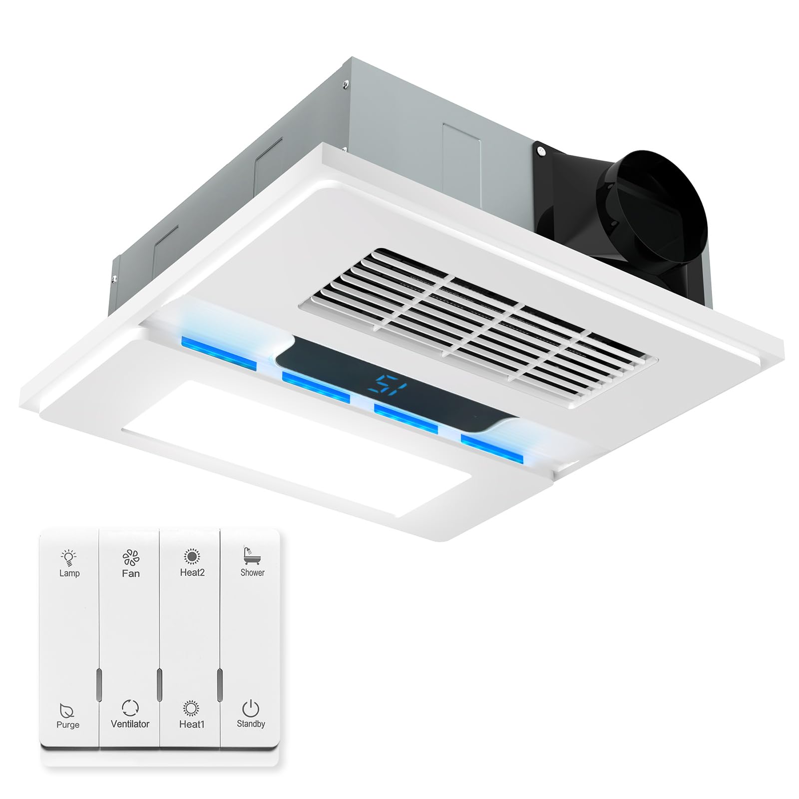 Welnek 1800W bathroom exhaust fan with metal housing for durable performance