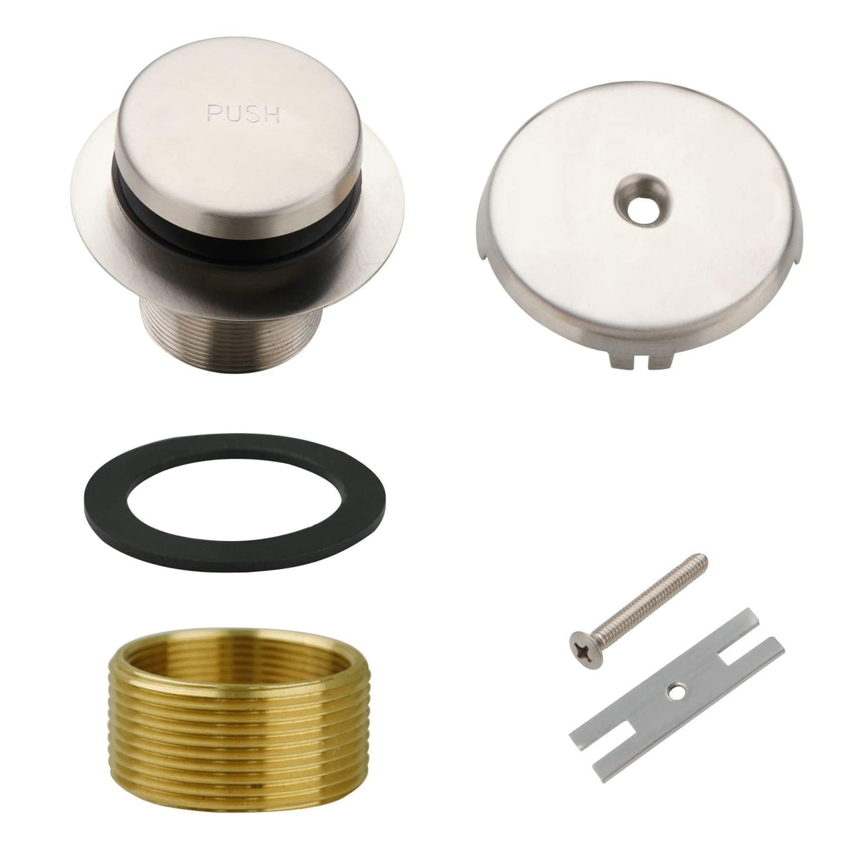 WELSAN brushed nickel tub drain assembly shows sturdy construction and universal fit