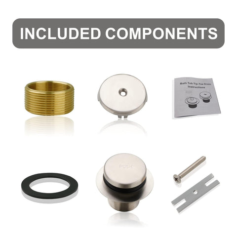 WELSAN brushed nickel tub drain kit packaging shows complete set