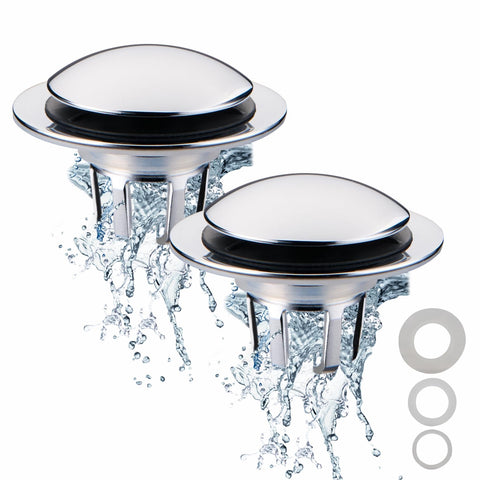 WELSAN chrome sink drain stopper 2 pack for versatile bathroom use