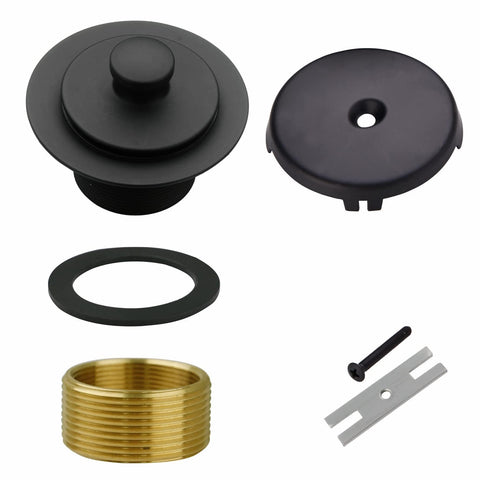 WELSAN matte black tub drain kit with durable brass and stainless steel construction.