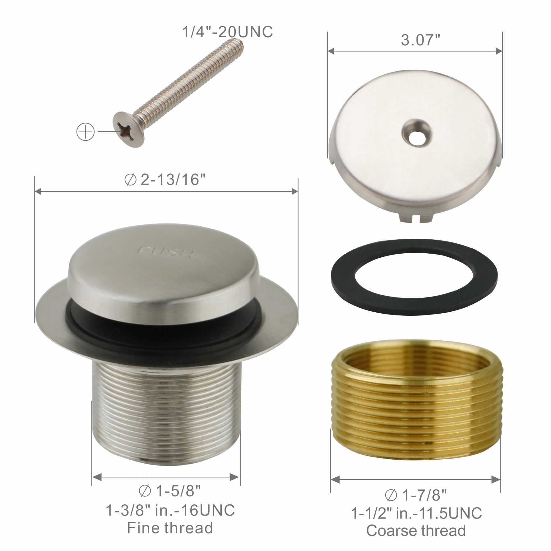 WELSAN one-hole overflow faceplate with screws for quick, secure attachment