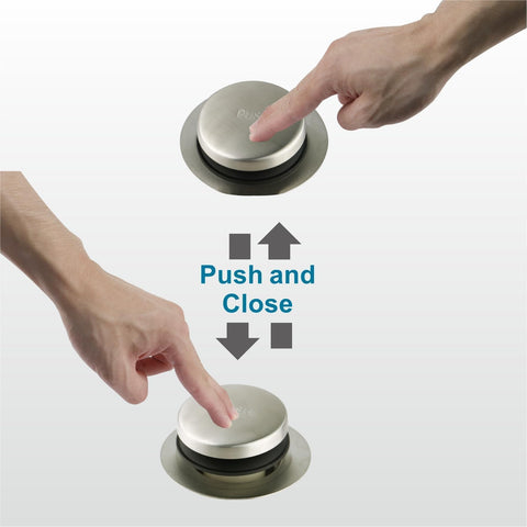 Push-to-operate stopper for easy water retention and release
