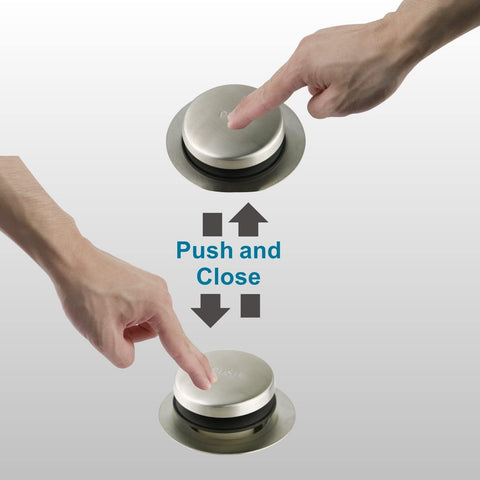WELSAN tub drain stopper in action demonstrates easy push-to-open control