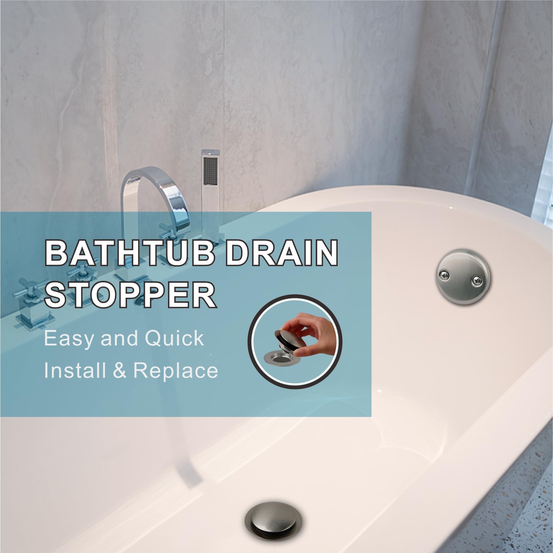 WELSAN universal pop-up drain with lift and turn action.