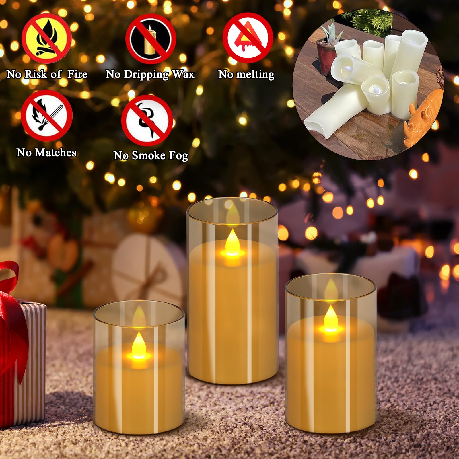 wemarry amber 5-inch flameless pillar candle creates cozy lighting for gatherings