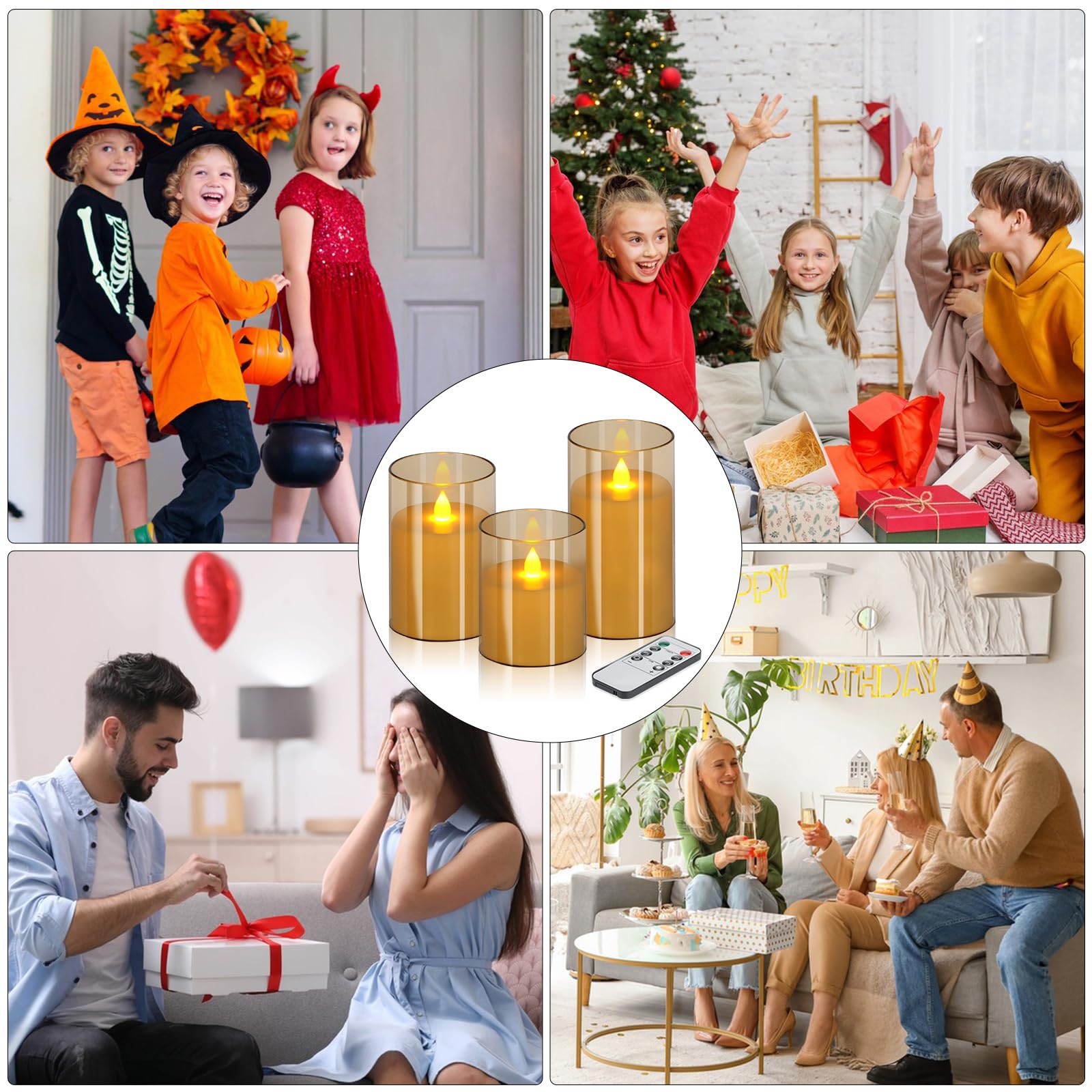 wemarry amber 6-inch flameless pillar candle enhances home decor for events