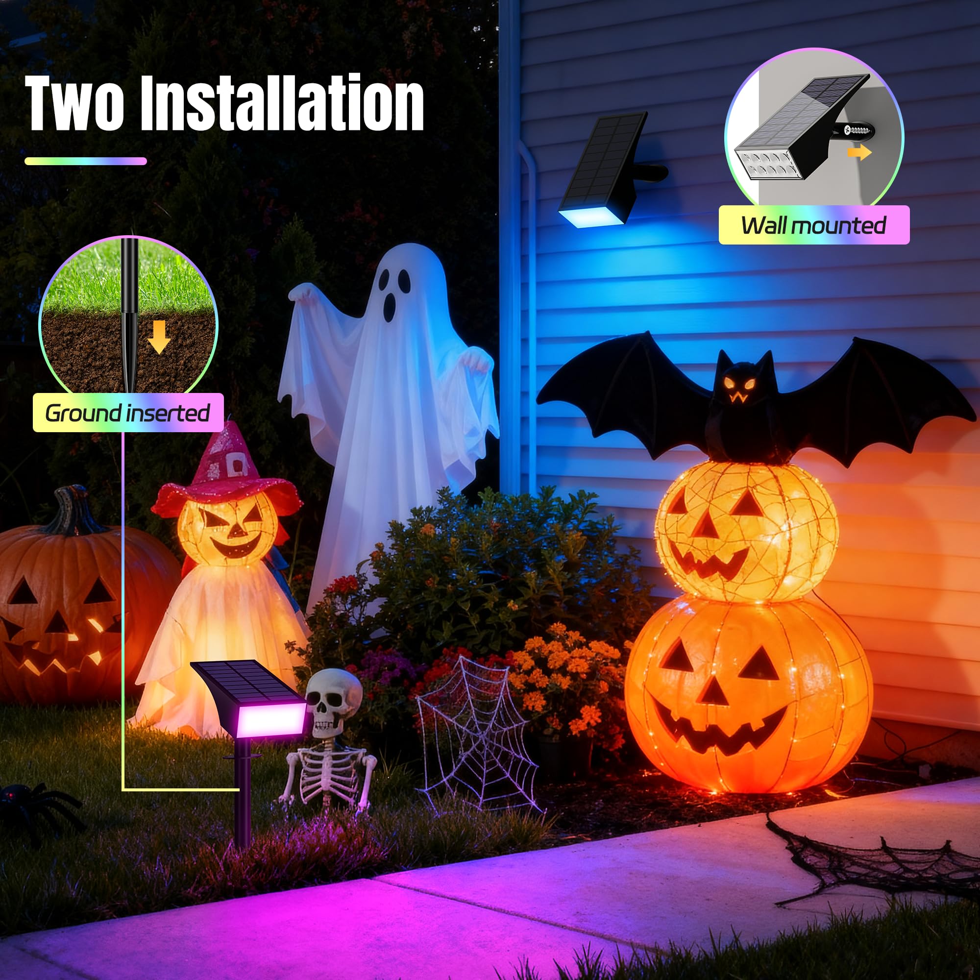 WENATY IP65 outdoor solar yard lights illuminate a wet pathway