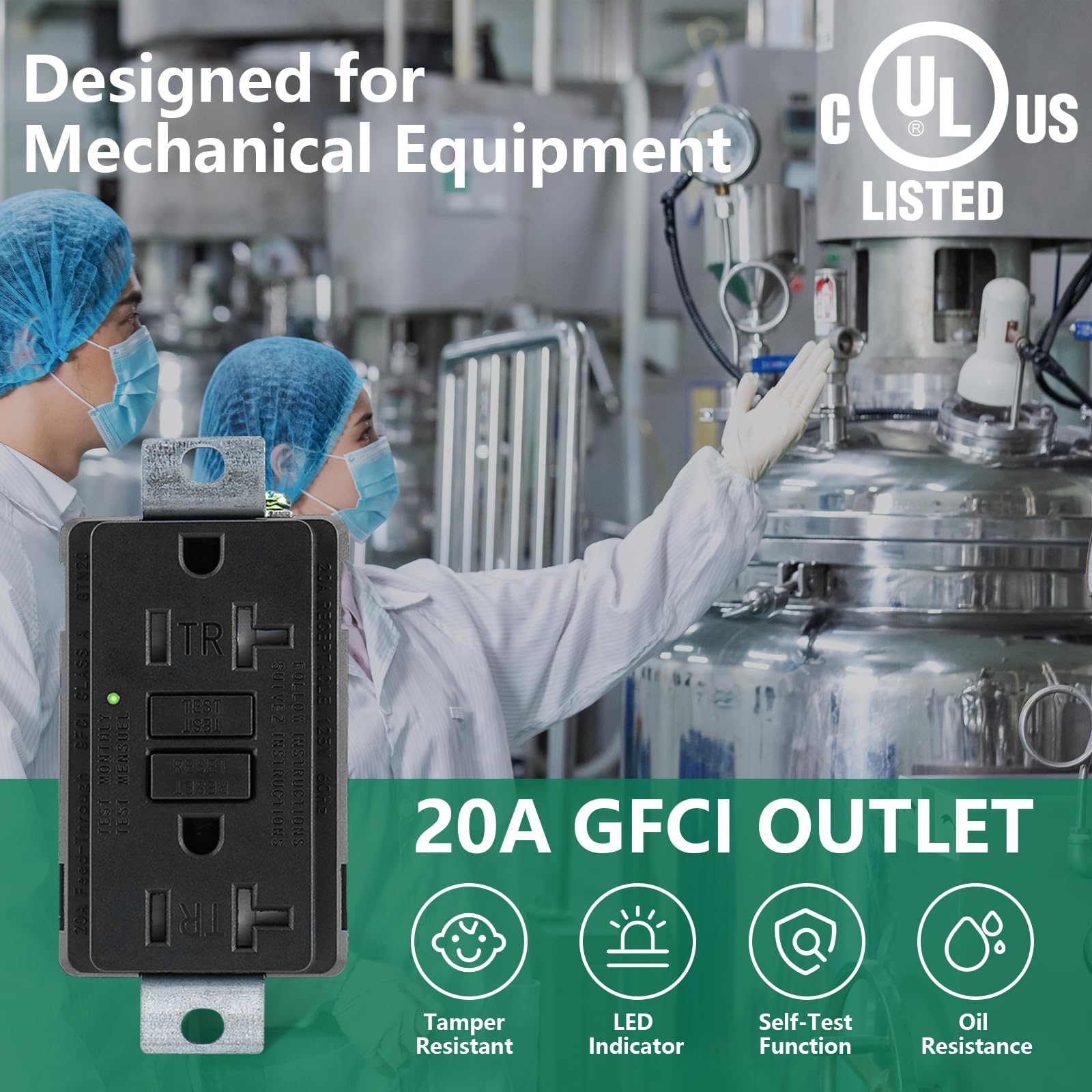 WENGART GFCI outlet supports side and back wiring for flexible installation.