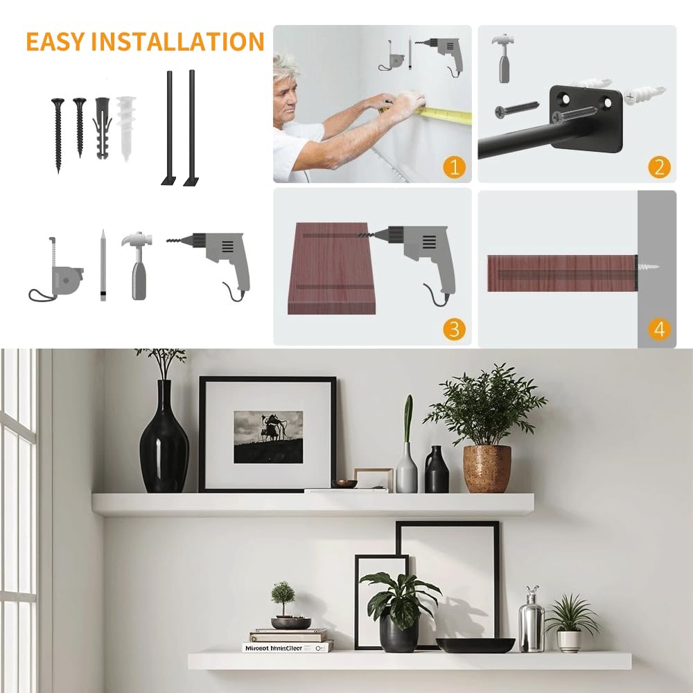 Wengus DIY wood shelf installation with hidden supports