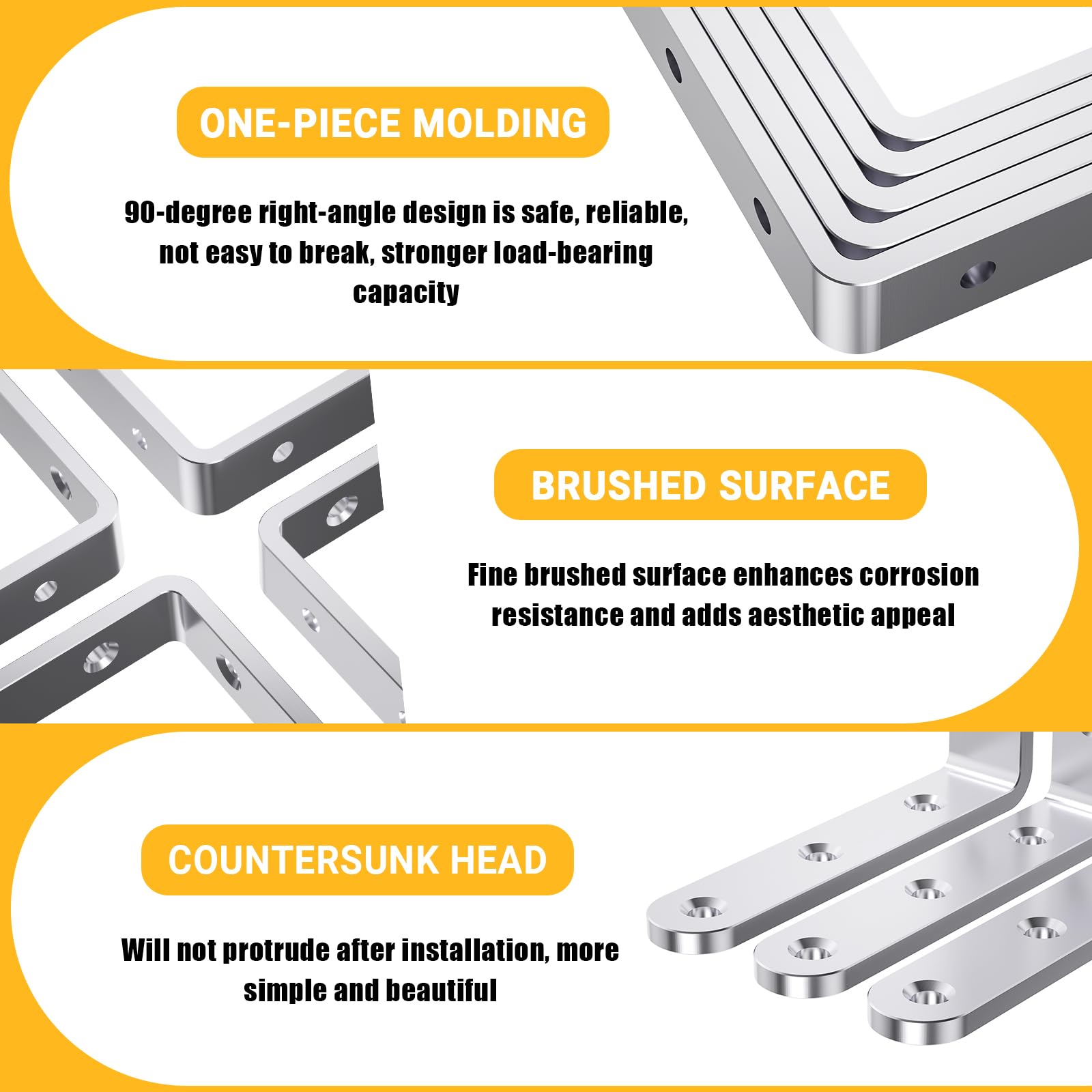 WENQUIT brushed finish angle brackets add modern, rust-resistant mounting