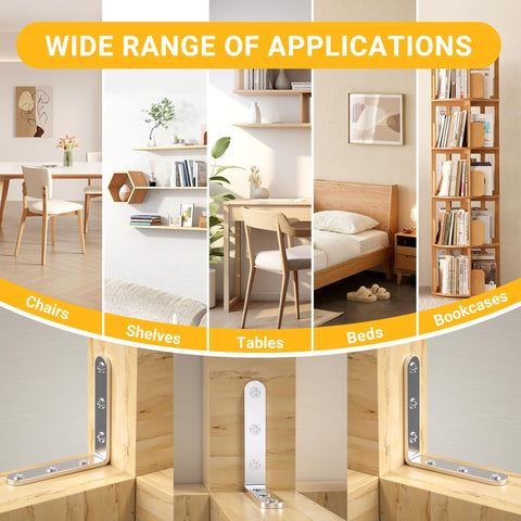 WENQUIT easy-install angle brackets with countersunk holes for quick setup