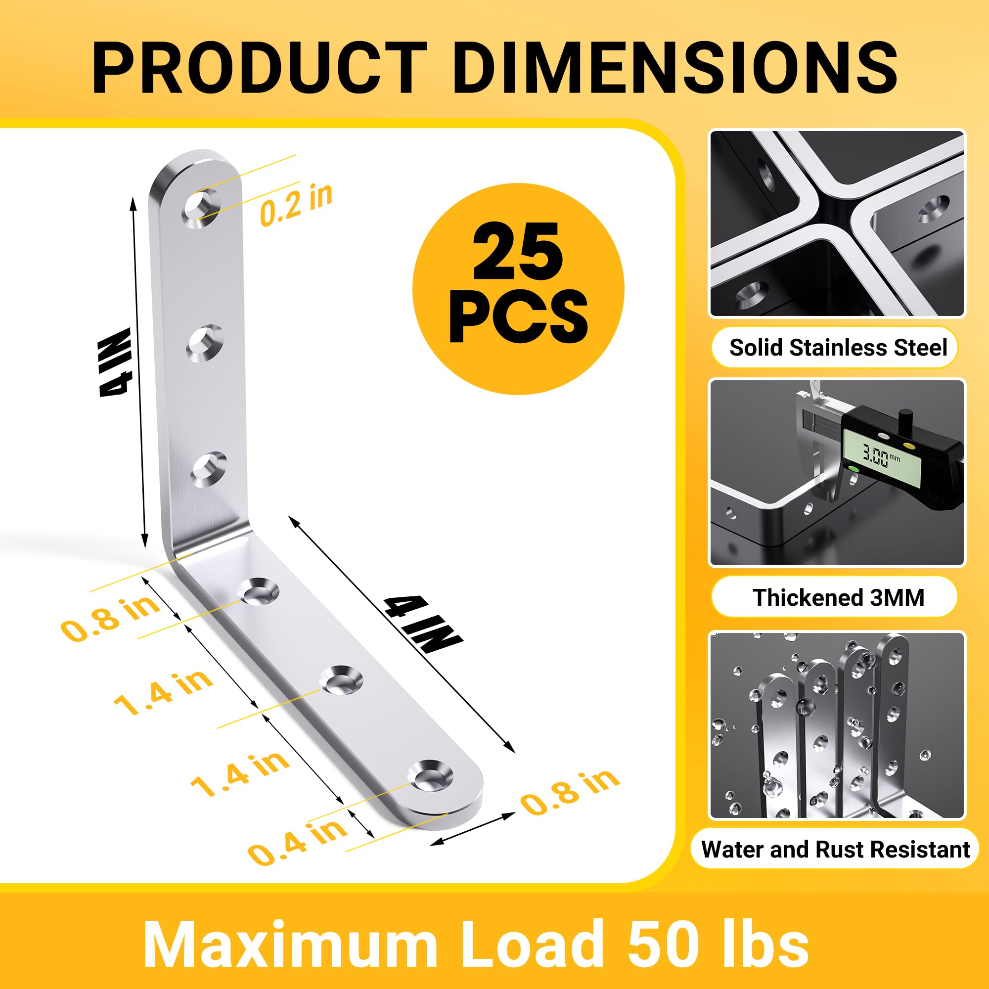 WENQUIT stainless steel corner braces 3mm thick provide durable strength