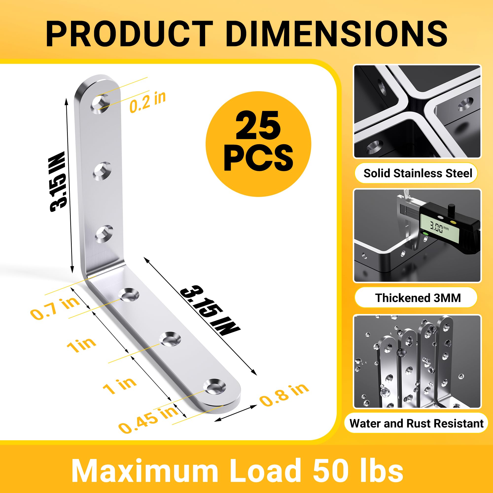 WENQUIT thick 3mm metal corner brace for heavy-duty furniture support.