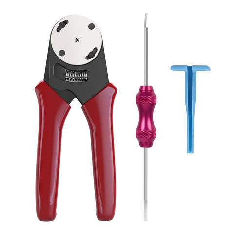 WENXJFF Deutsch closed-barrel crimper for precise 4-indent crimps.