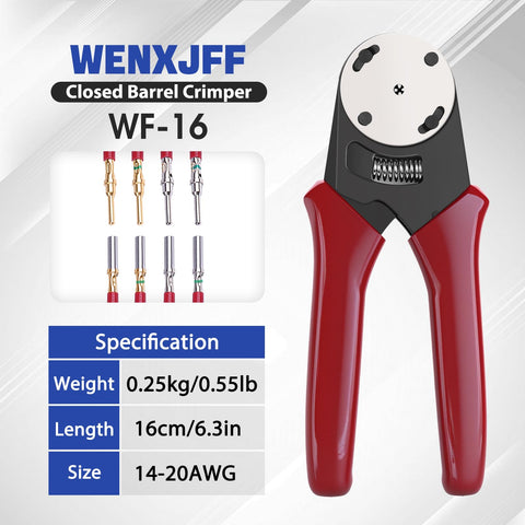 WENXJFF crimper with 8-impression profile for durable pin crimps.