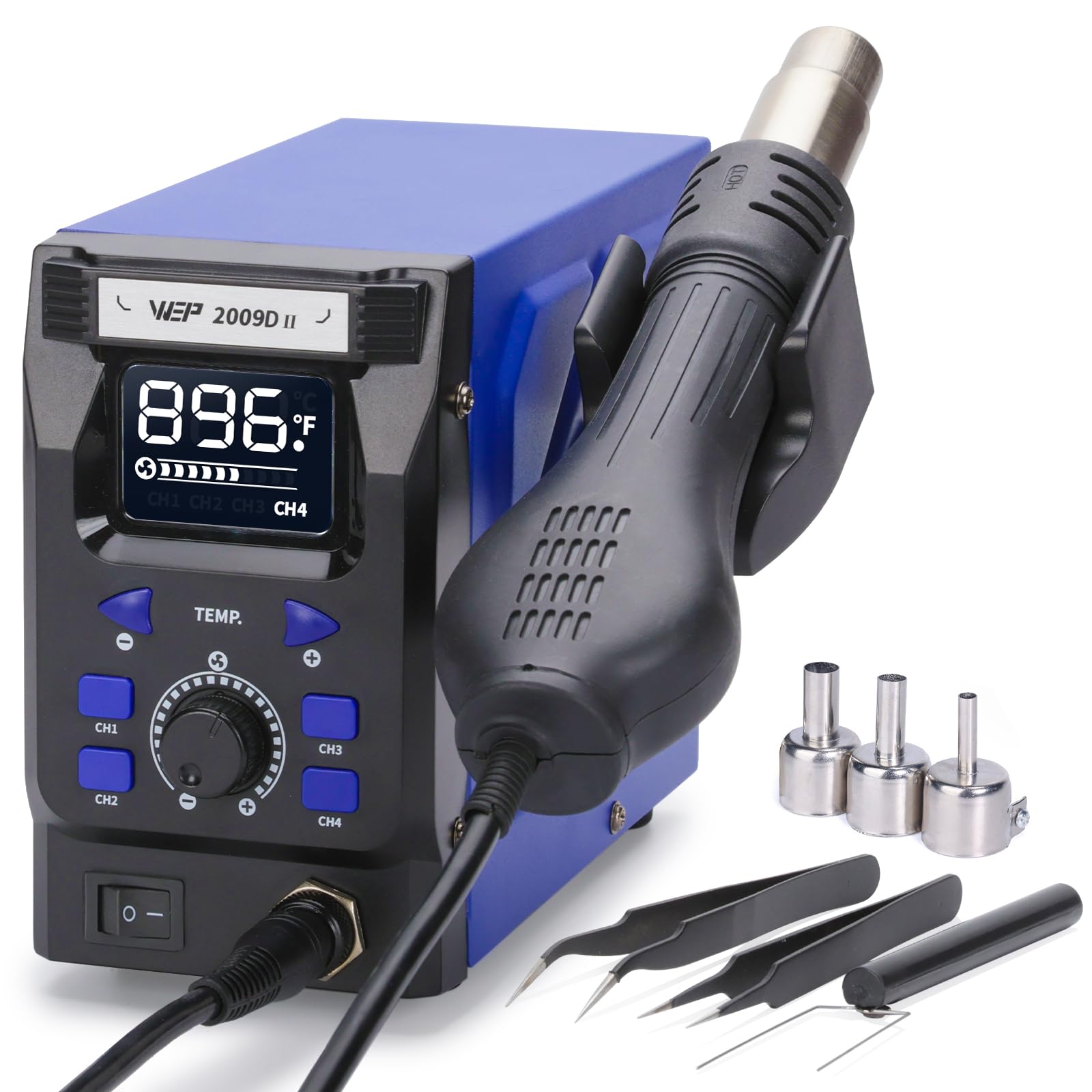 WEP 2009D-II hot air station front view for compact desktop use
