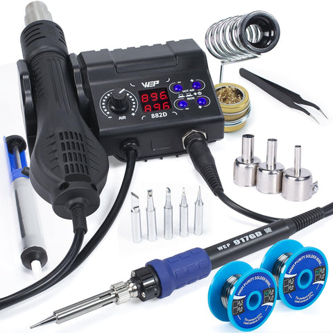 WEP 882D soldering station front view with LED displays for precise control.