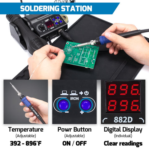 WEP 882D precision tweezers for careful part handling.