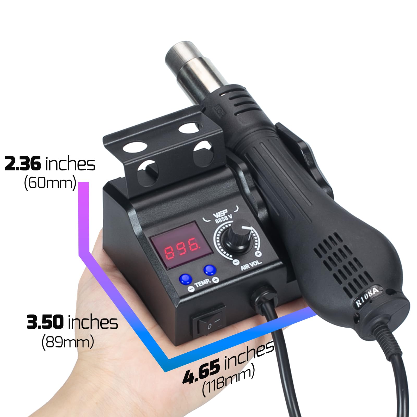 WEP 8858-V nozzle holder close-up emphasizing quick accessory changes.
