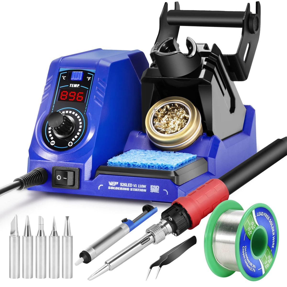WEP 926LED V1 soldering station on desk showing compact setup for electronics work