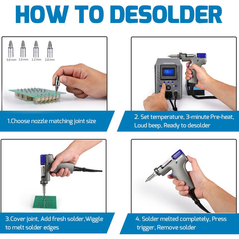 WEP 948D-I metallic desoldering iron holder keeps the gun stable