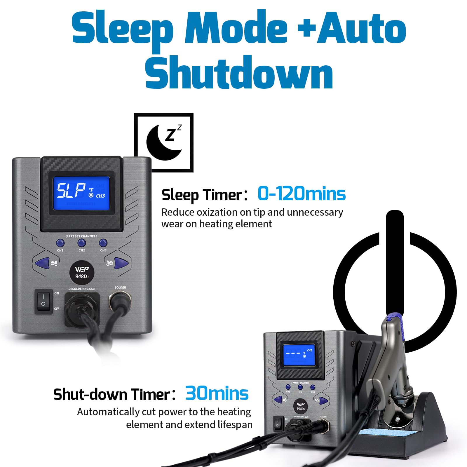 WEP 948D-I auto sleep and standby protect the heater after idle time