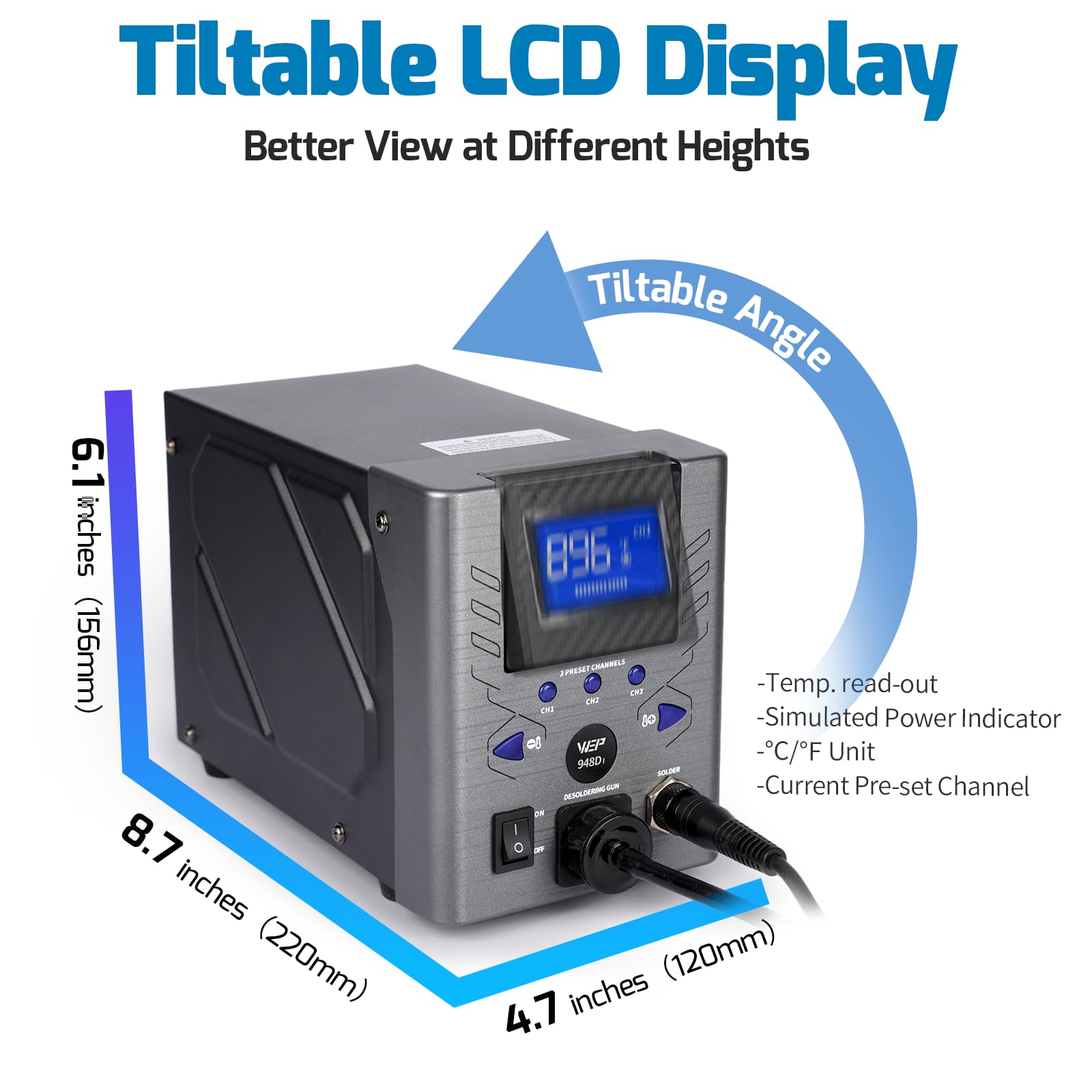 WEP 948D-I tiltable display offers ergonomic viewing during long sessions