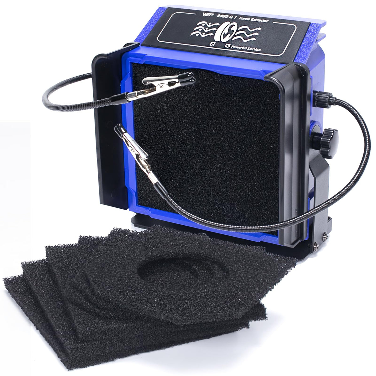 WEP 948DQ-I front filtration captures fumes near the source for cleaner air during soldering