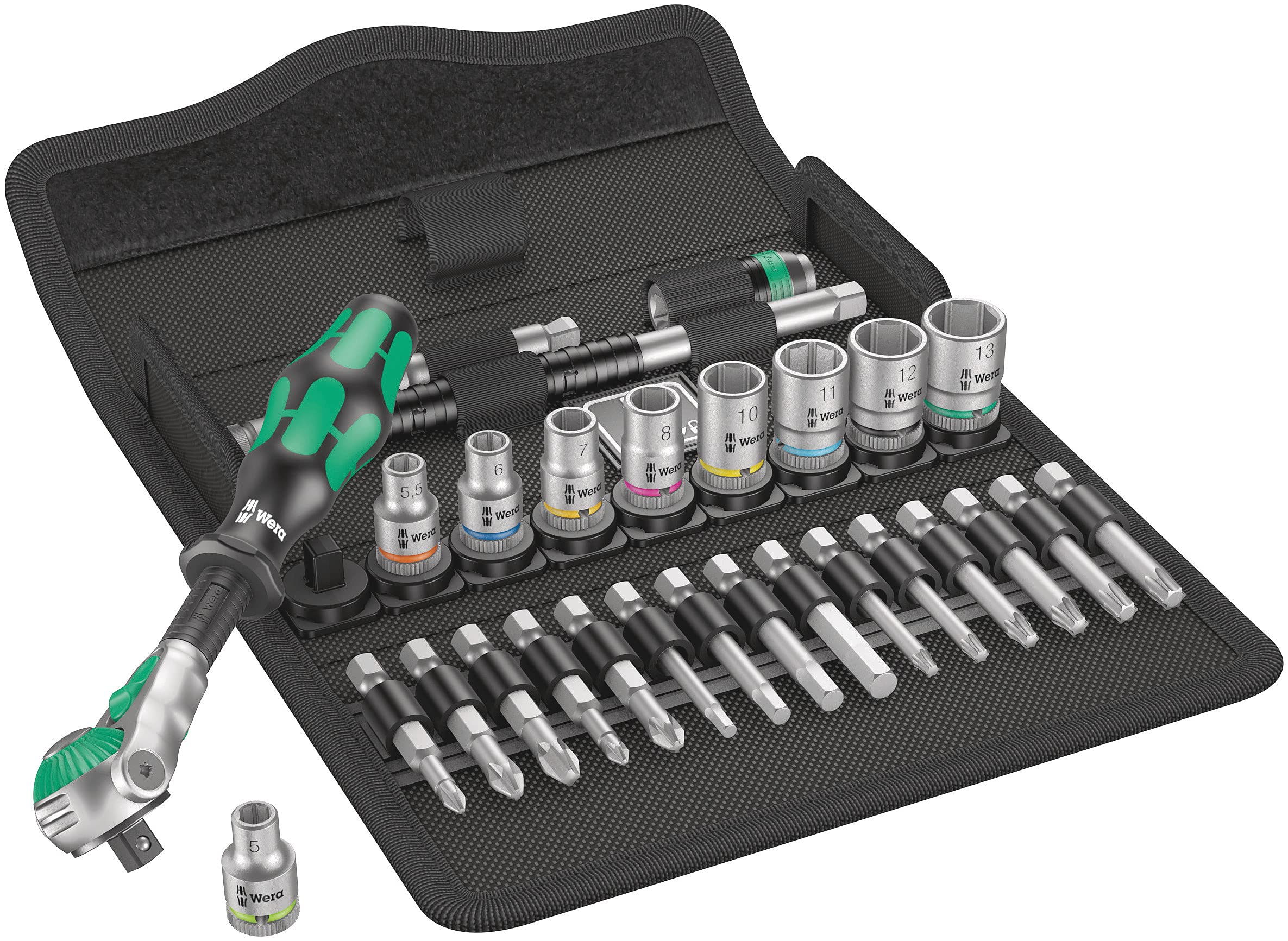 Wera Zyklop 8100 assembly view showing compact 28-piece metric kit