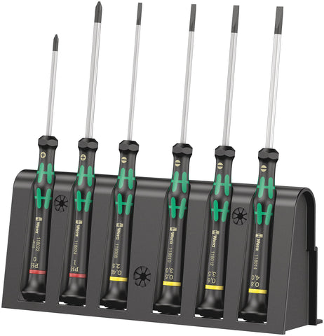 Wera 2035/6 Kraftform Micro set shown on wall rack for quick access