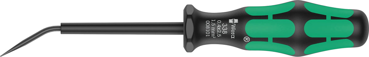 Wera 338 actuation tool for terminal block close-up, precise adjustment and durable performance.