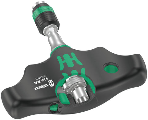 Wera 416 RA T-Handle bitholding screwdriver front angle showing secure bit control