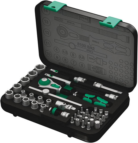 Wera 8100 SA Zyklop ratchet head with lock points for versatile access in tight spaces