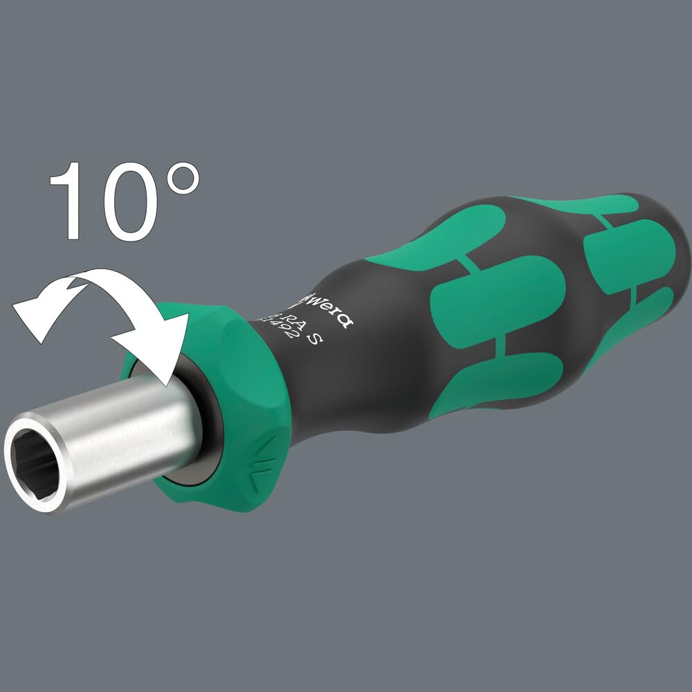 Wera 838 RA S BitHold screwdriver with 1-4 inch hex drive in focus.