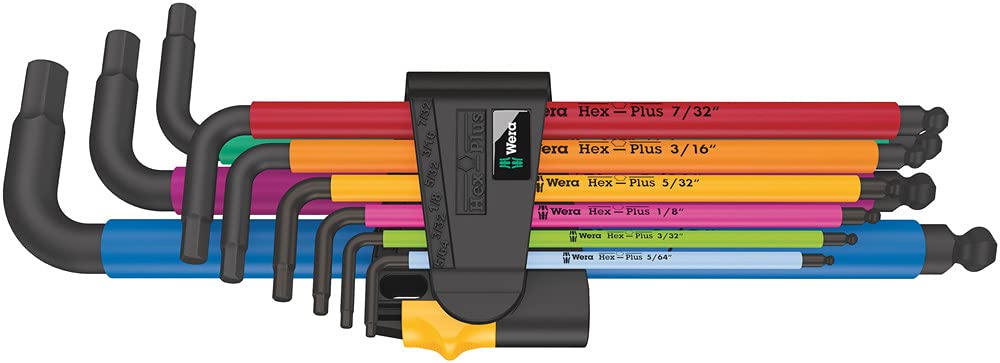 Wera 950 SPKL long-arm hex key set in SB clip for quick access.