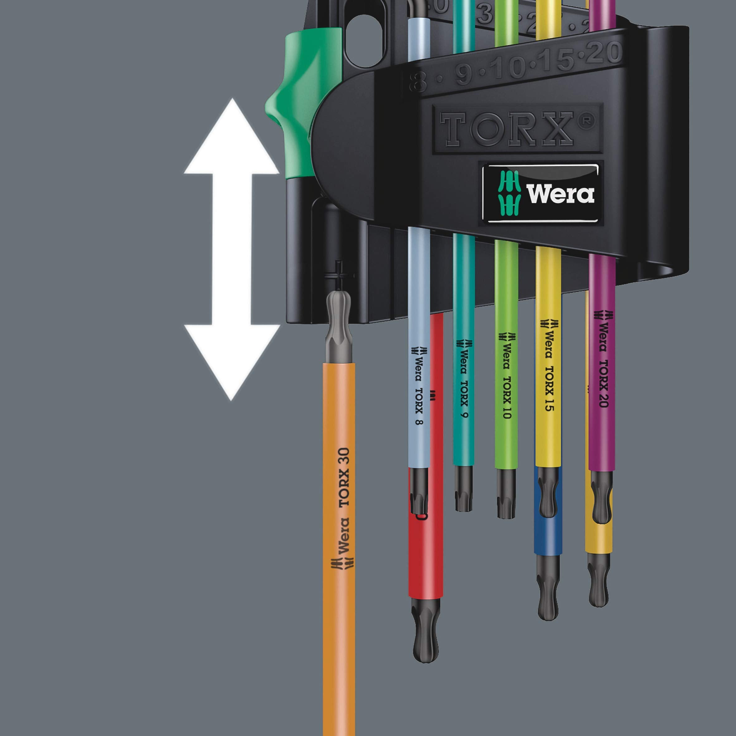 Wera brand engraving closeup adds authenticity for durable tool perception.