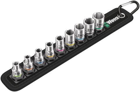 Wera Belt 4 socket set with 1/4 drive for quick, portable access.