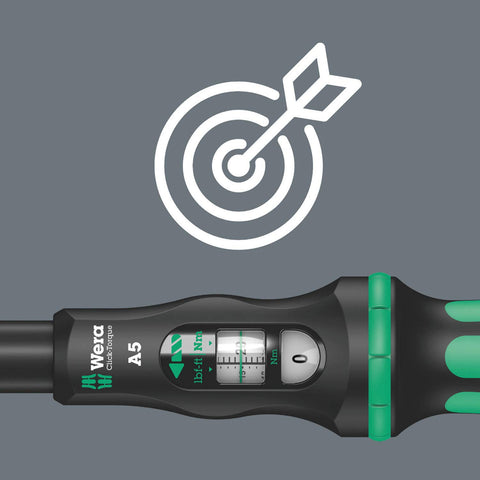 Wera Click-Torque A5 ratcheting mechanism detail enables smooth torque control.