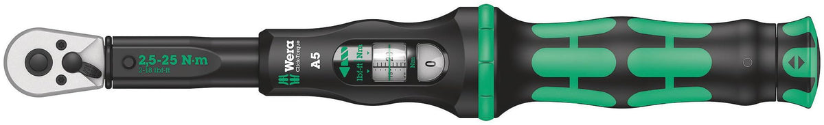Wera Click-Torque A5 side view showing compact, robust design for precision.