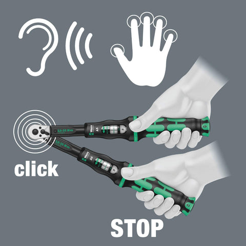 Wera Click-Torque A5 example in workshop toolbox for quick setups.