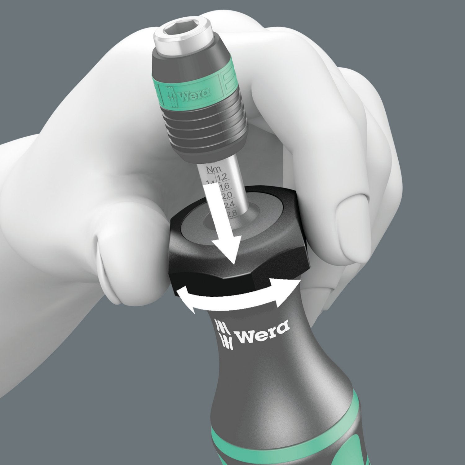 Compact design of the Wera Kraftform 7446 for tight spaces.