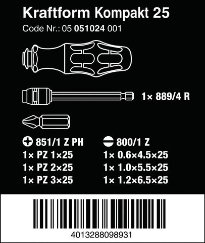 Wera Kraftform Kompakt 25 bayonet blade extended for tight-spaces screwdriving